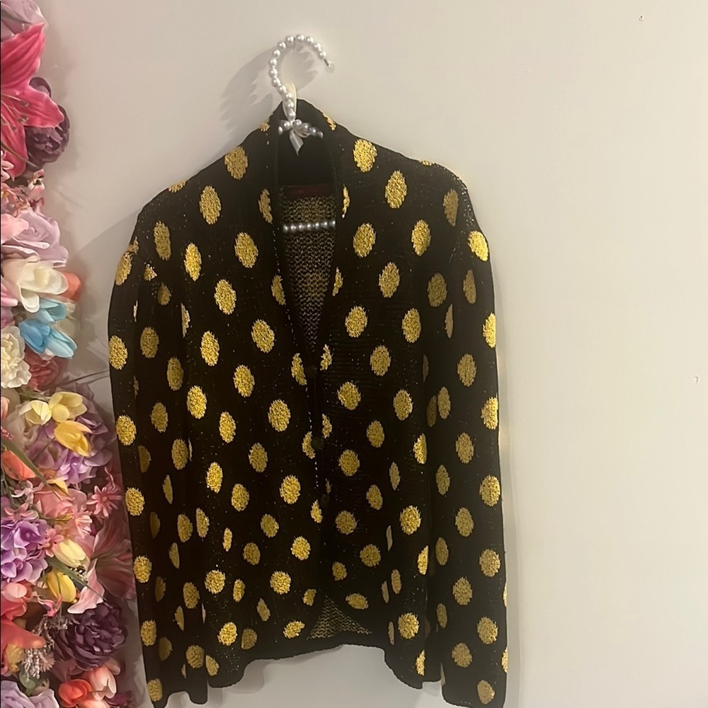 Stylish Black and Goldish Yellow Women's Cardigan Sweater